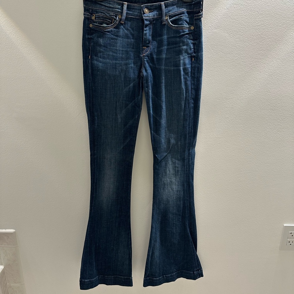 7 For All Mankind Dark Blue Flare Jeans